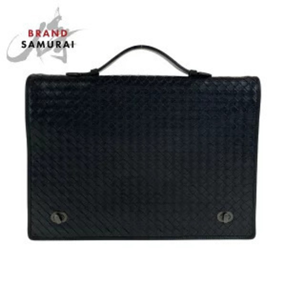 Bottega Veneta Intrecciato black leather business bag Briefcase Gunmetal Gray